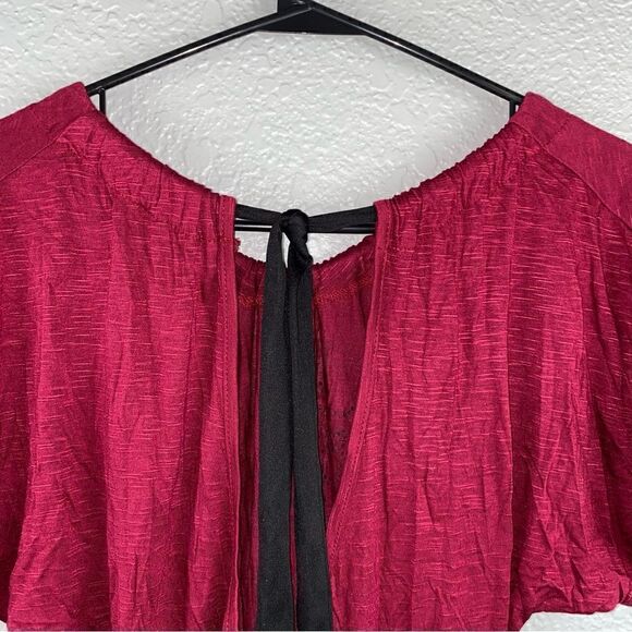 Miss Royal T Womens Floral Print Round Neck Short Sleeve Tie Back Blouse Small - Picture 6 of 9